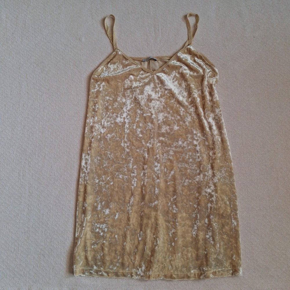 zara gold champagne crushed velvet slip dress grunge whimsygoth medium